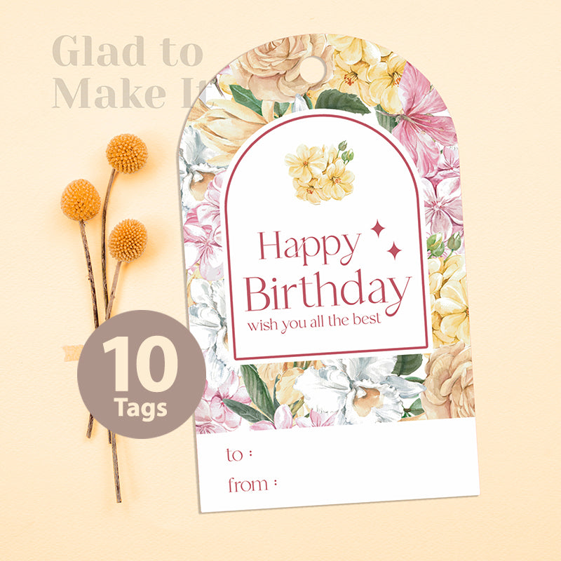 Hang Tag happy birthday flowers