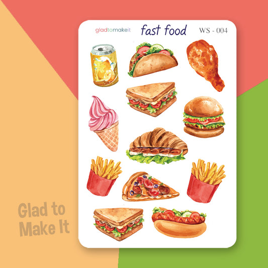 Planner journal sticker fast food