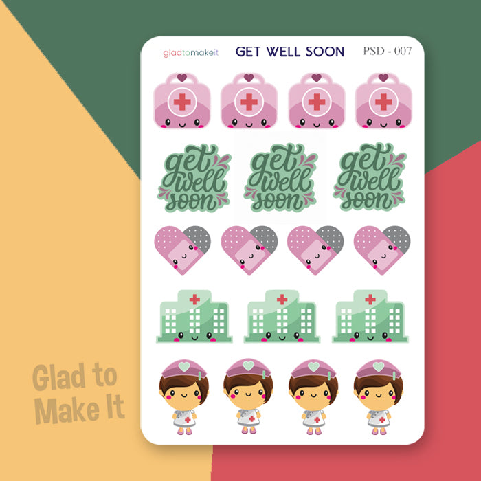 Planner journal sticker get well soon