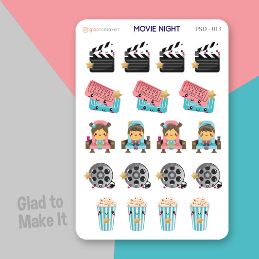 planner journal sticker movie night