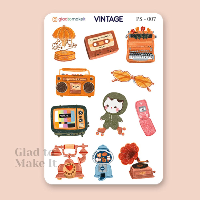 planner journal sticker vintage
