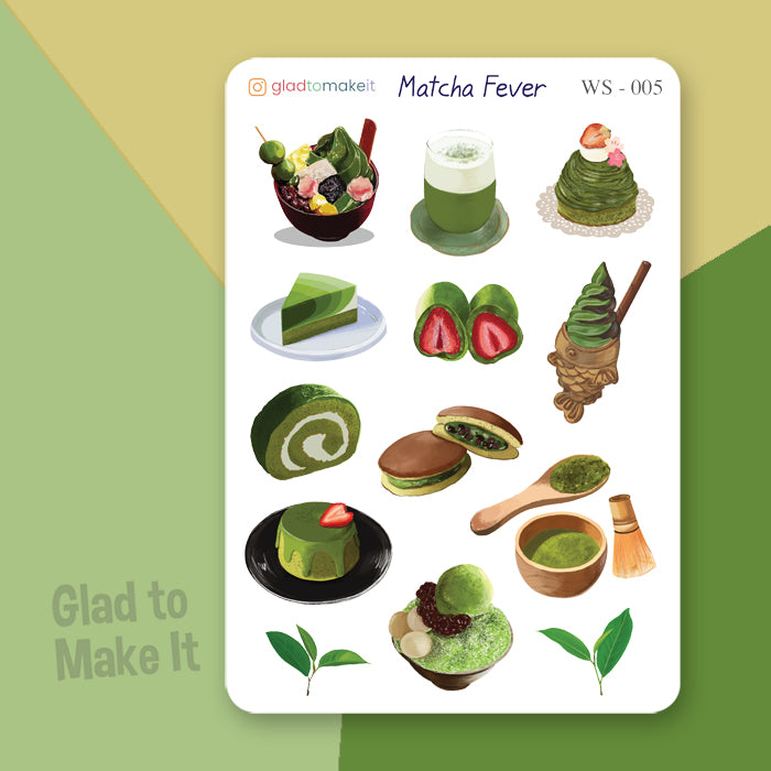 planner journal sticker food matcha fever