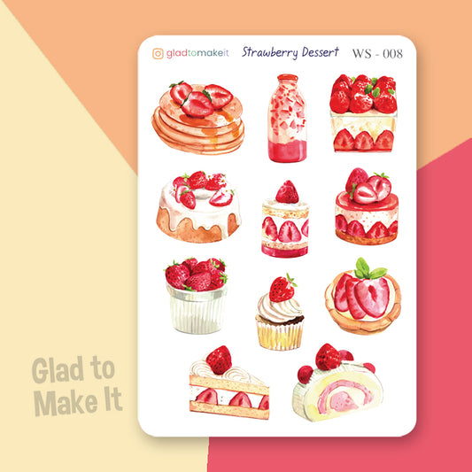 planner journal sticker strawberry dessert