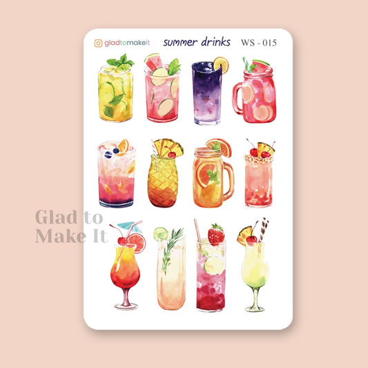 planner journal sticker summer drinks