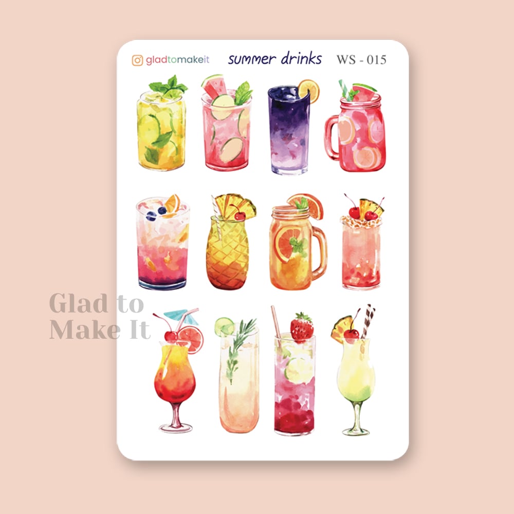 planner journal sticker summer drinks